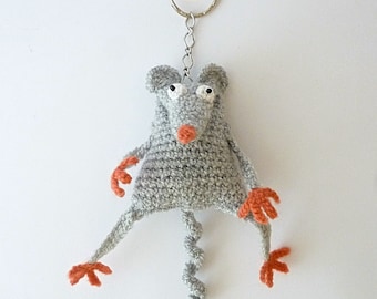 Crochet Rat Keychain, Сrochet Mouse Keychain, Knit Rat Keychain, Rat Amigurumi, Car Charm, Interior Car Accessories, Car Accessories