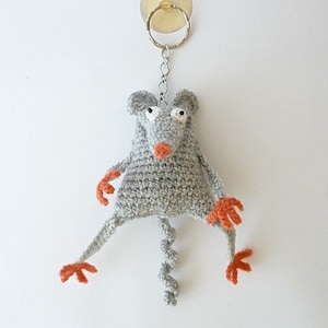 Crochet Rat Keychain, Сrochet Mouse Keychain, Knit Rat Keychain, Rat Amigurumi, Car Charm, Interior Car Accessories, Car Accessories