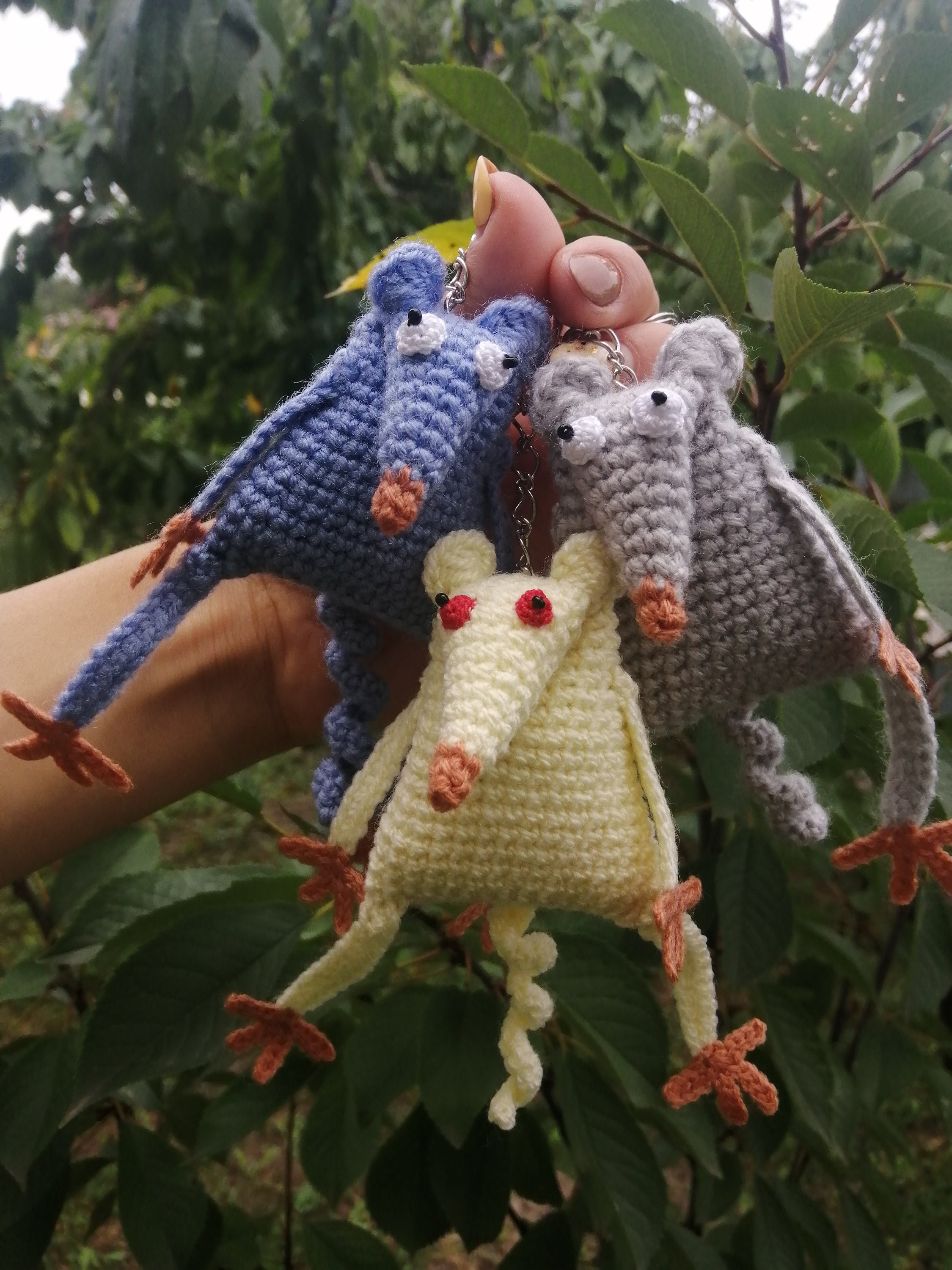 Crochet Rat Keychain, Сrochet Mouse Keychain, Knit Rat Keychain