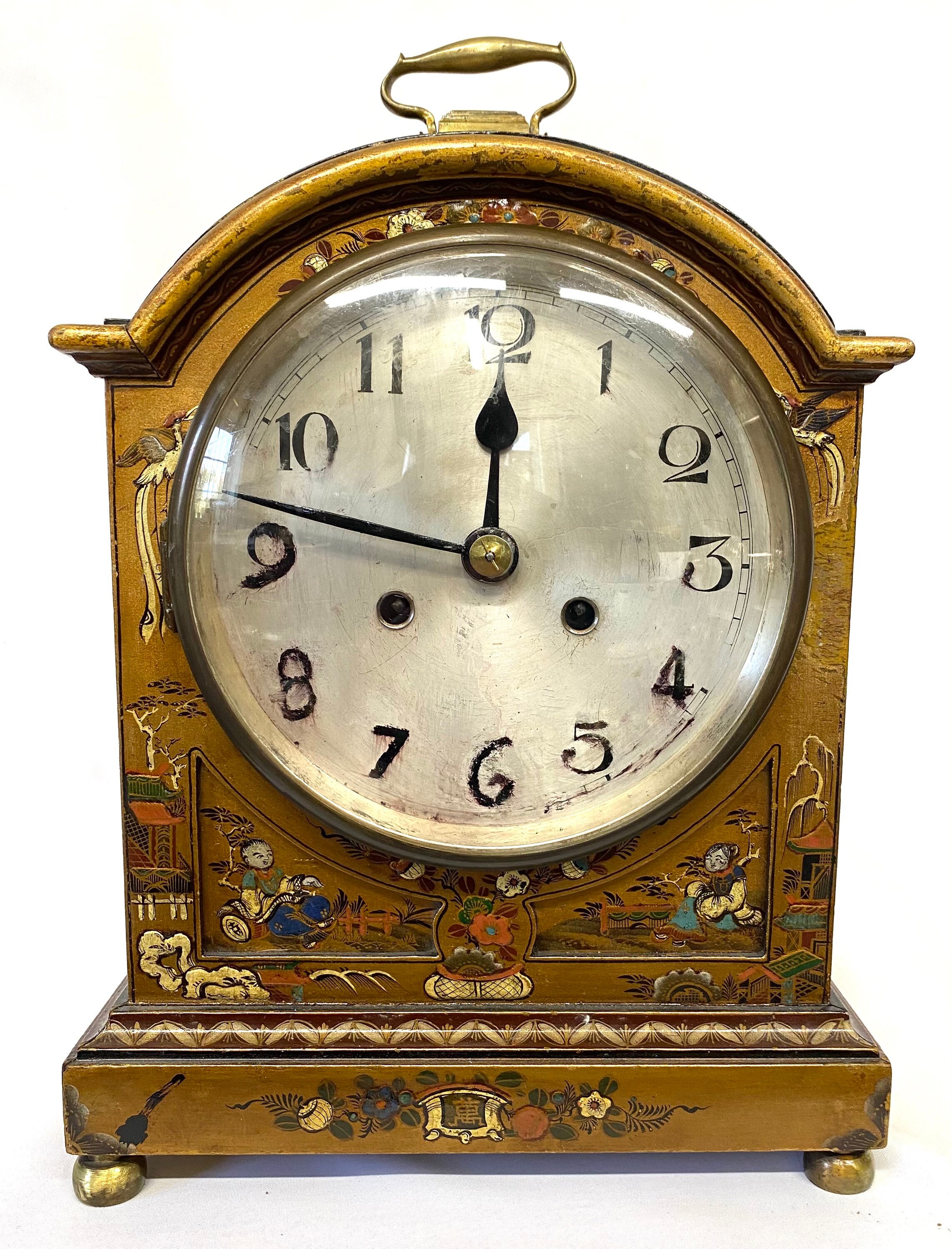 Lovely Large Chinoiserie Vintage Mantel Clock With Gold Etsy