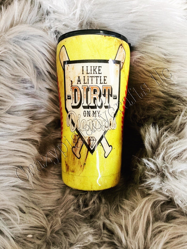 neon yellow softball cup Dirt on my diamonds softball tumbler girls sports tumbler