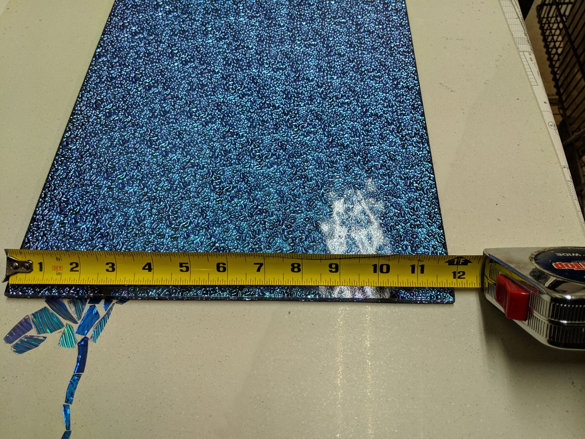Dichroic Glass Sheet 12x14x1 4 3 Lbs Blue Rough Seas Etsy