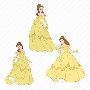 Beauty And The Beast Princess Belle In Yellow Dress Roses Etsy
