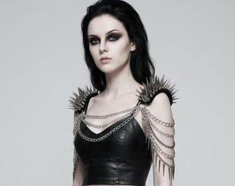 Spiked Chain Epaulettes: Goth Shoulder Jewelry