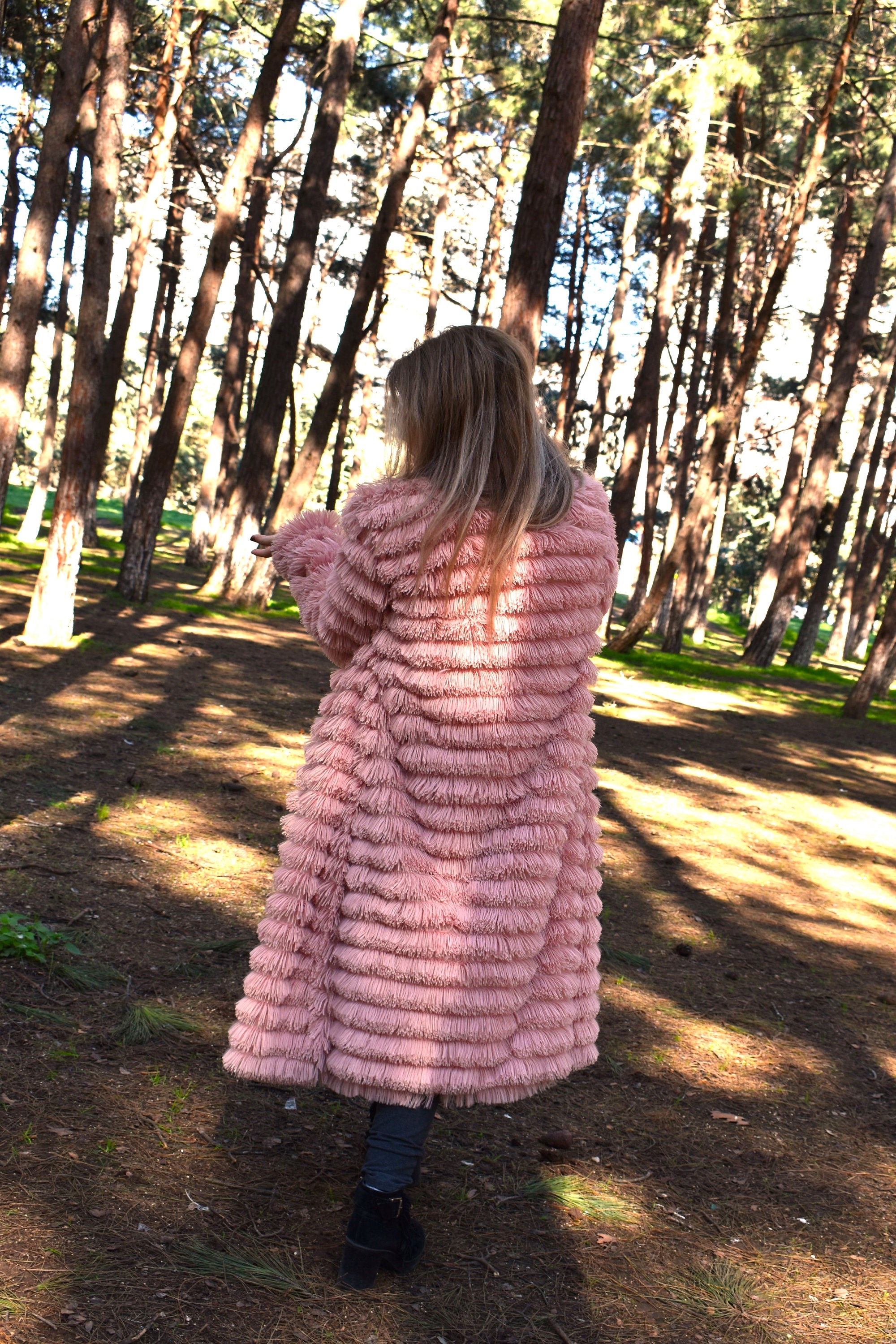 【最終値下げ】muguet shaggy long coat pink Shaggy Long Women Coat,fuzz Baby Pink Long Jacket,light Faux