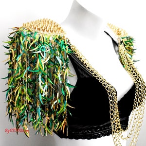 Mix Green Sequin Tassel,Studed Epaulette,Festival Clothing,Sequin Epaulette,Party Outfit,Shoulder Jewelry image 7