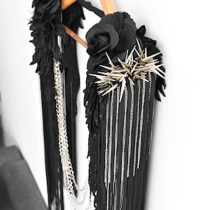 Gothic Tassel Epaulette With Black Rosses,Halloween Epaulette,Gothic outfit, Halloween Costume,Festival Clothing,Punk Epaulette// BIA image 6