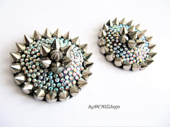 Spiked Nipple Pasties,silver Stud Pasties With Rhinestone, Fun