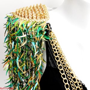 Mix Green Sequin Tassel,Studed Epaulette,Festival Clothing,Sequin Epaulette,Party Outfit,Shoulder Jewelry image 8