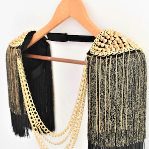 Gold Tassel Epaulette,Festival Clothing,Gold Lurex Tassel Epaulette ,Party Outfit //SPHINX