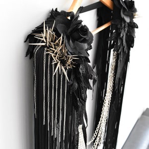 Gothic Tassel Epaulette With Black Rosses,Halloween Epaulette,Gothic outfit, Halloween Costume,Festival Clothing,Punk Epaulette// BIA image 5