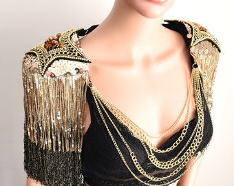 Gold Star Epaulette,Gold Shoulder Jewelry,Stage Costume Outfit,Festival Clothing,Festival Outfit