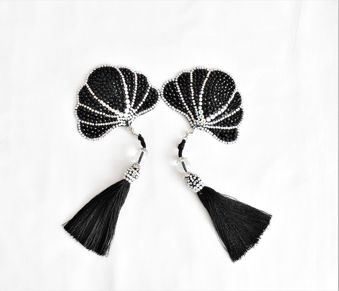 Oyster Nipple Pasties,black Pasties ,rhinestone Nipple Jewelry ...