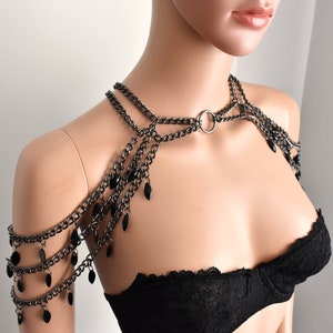 GunMetal Chain Shoulder Jewelry,Chain Shoulder Jewelry,Punk Chain Jewelry,Chain Choker,Gun Metal Gothic Jewelry,Heavy Chain Shoulder Jewelry image 1