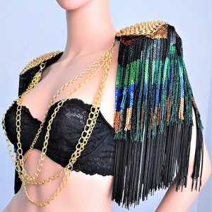 Rainbow Sequin Tassel,Colored Epaulette,Party Accessories,Carnival Tassel Epaulette,Gold Stud Epaulette // GELOS image 8