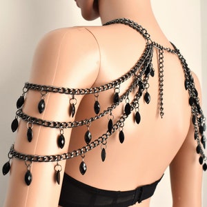 GunMetal Chain Shoulder Jewelry,Chain Shoulder Jewelry,Punk Chain Jewelry,Chain Choker,Gun Metal Gothic Jewelry,Heavy Chain Shoulder Jewelry image 10