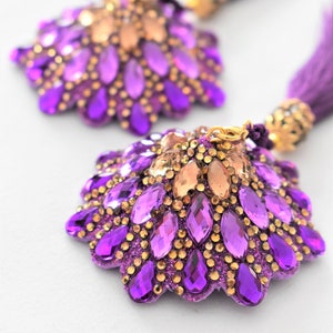 Purple Burlesque Pasties,Purple  Nipple Pasties, Beaded Nipple Cover With Purple Tassel,Burlesque Outfit,Rhinestone Nipple Cover,Nippies