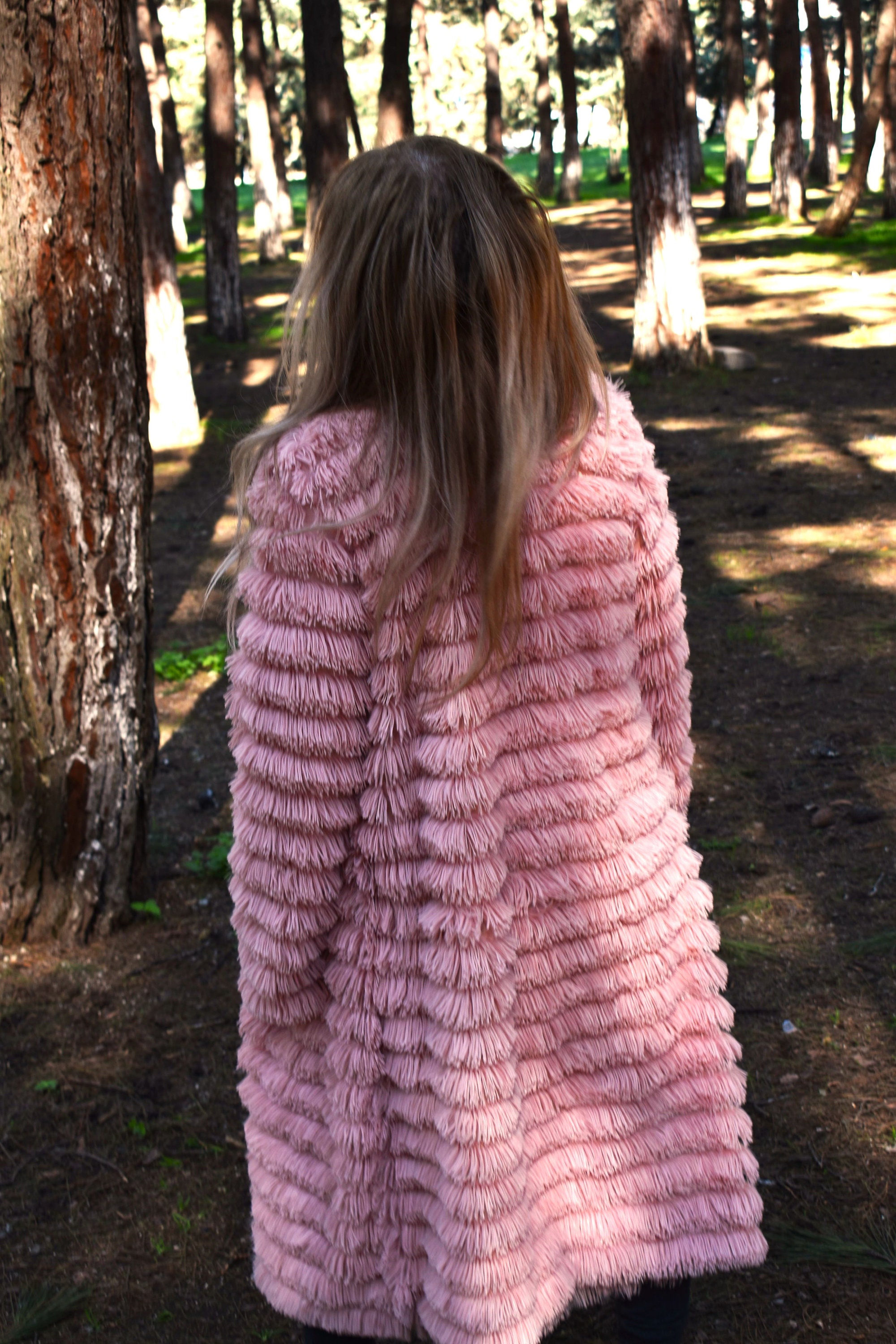 Shaggy Long Women Coat,fuzz Baby Pink Long Jacket,light Faux