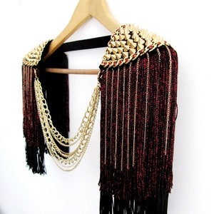 Red Tassel Epaulette,Festival Clothing,Shoulder Jewelry,Festival Outfit,Red Lurex Tassel,Party Outfit // NYX