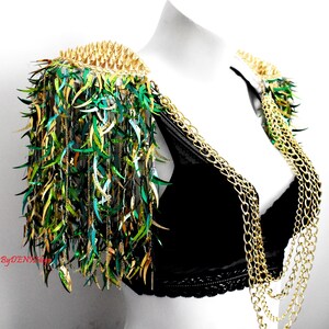 Mix Green Sequin Tassel,Studed Epaulette,Festival Clothing,Sequin Epaulette,Party Outfit,Shoulder Jewelry image 4