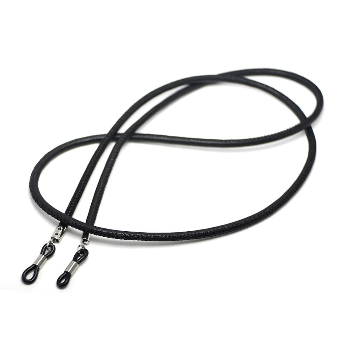 Black Soft Leather Rope Spectacle Strap,4mm Round Chain,30 Inches ...