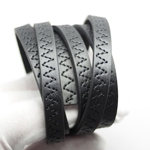 46inches Black Faux Leather Edging Black Stitched,Imitation Leather Cord,10x3mm Synthetic Cord,Waist Chain Cord Bracelets Making