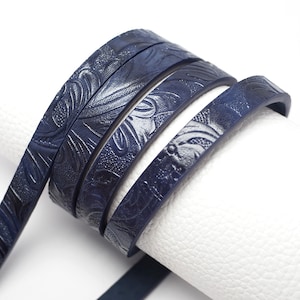1.15m Marineblau geprägte Lederschnur, 10 x 3 mm Lederstreifen, Ledergürtel Taschengriff, Taillenkette Schlüsselanhänger Armband machen