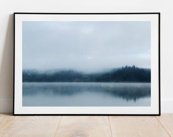 Misty Forest Lake Reflection Digital Downloadable Art Print