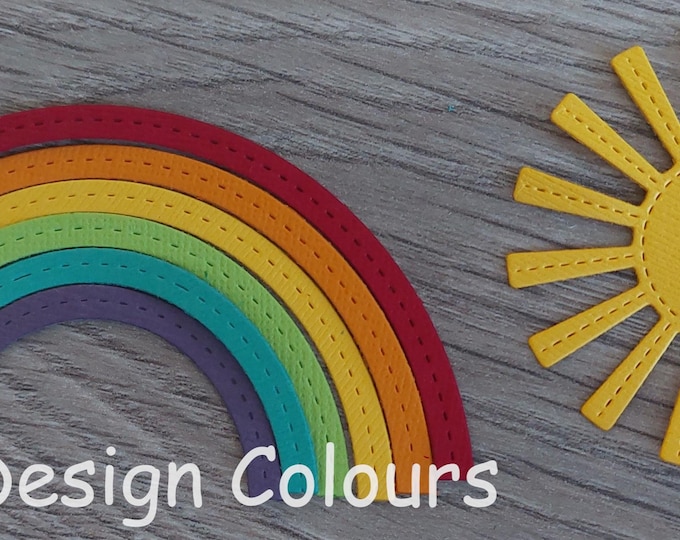 Featured listing image: Die Cuts / Embellishments - Stitched Rainbow and Sun (kit)