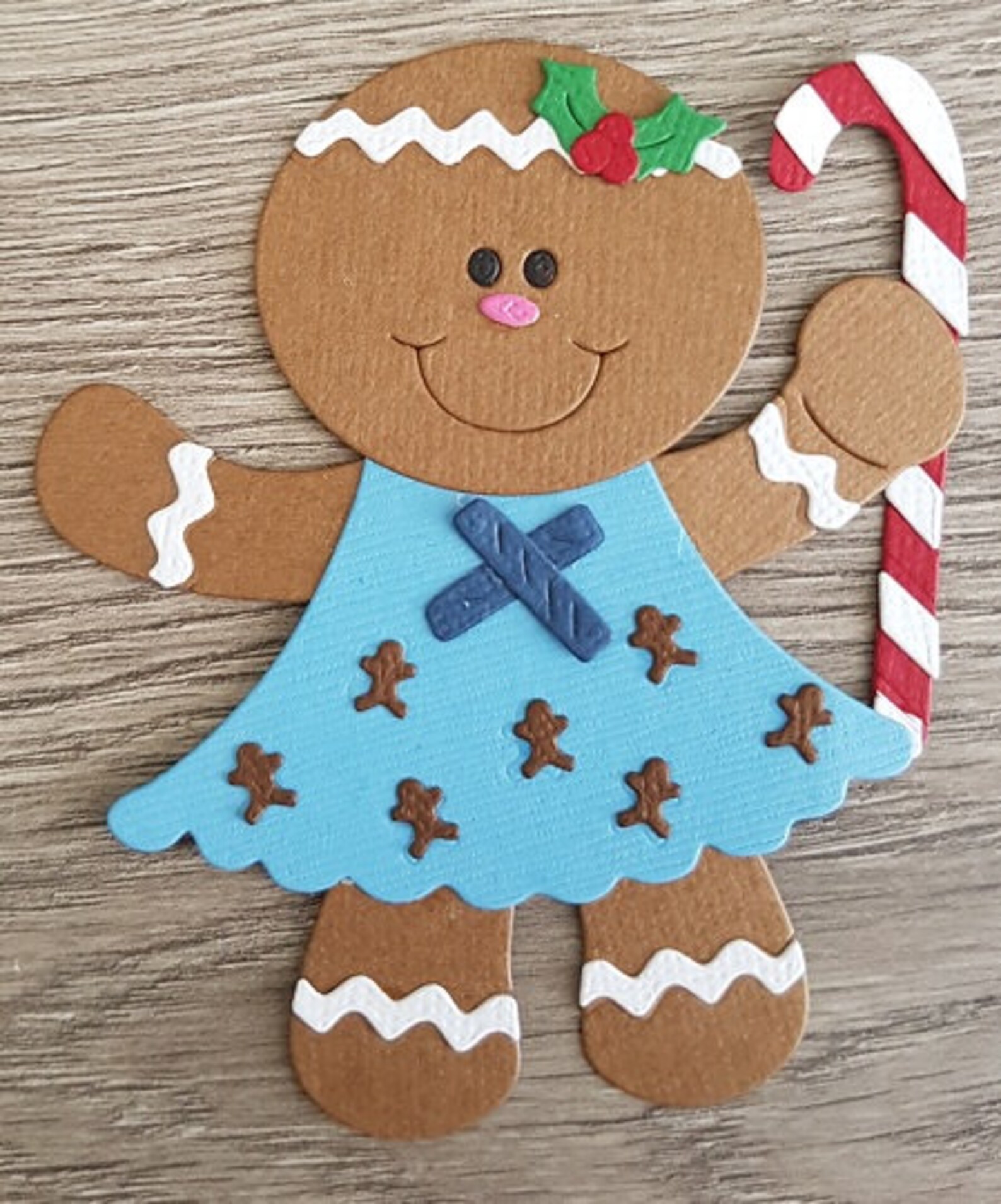 Die Cut Gingerbread Girl with Candy Cane kit Etsy