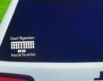 Court Reporting car decal, CSR car decal, Court Reporter car decal, Stenographer car decal,