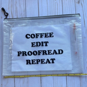 Water Resistant, Mesh Zipper Pouch, 10X14, Court Reporter, Stenographer, Proofreader
