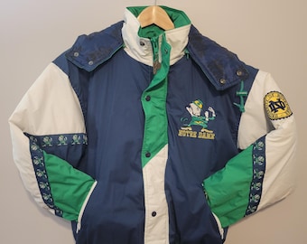 Vintage 90s Notre Dame Fighting Irish Reversible Pro Player Puffer Jacket Multicolor Men’s Size Large
