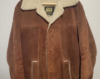 Vintage 70s Phase 2 Hillard Sportwear Limited Suede Sherpa Lined Leather Jacket