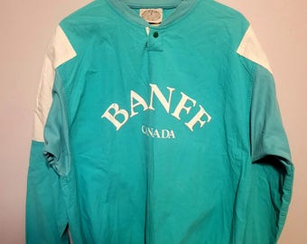 Vintage 90er Jahre Banff Kanada Türkisfarbenes Langarmshirt Gr. L