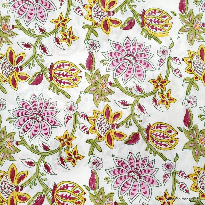 Regular Selling Cotton Fabric Lotus Flower Print Light Weight Etsy