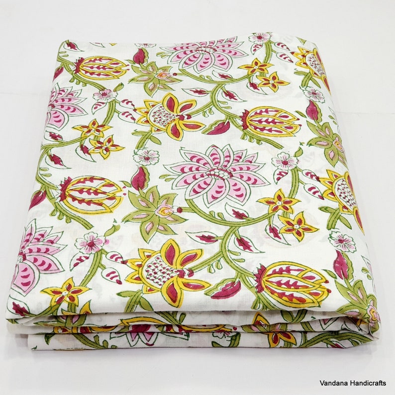 Regular Selling Cotton Fabric Lotus Flower Print Light Weight Etsy