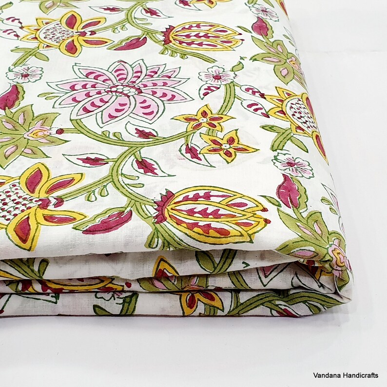 Regular Selling Cotton Fabric Lotus Flower Print Light Weight Etsy