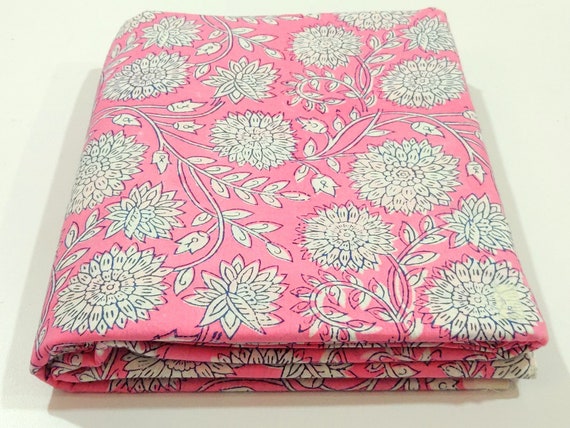 5 Yard Indian Beautiful Hand Block Print Fabric Floral Motifs | Etsy
