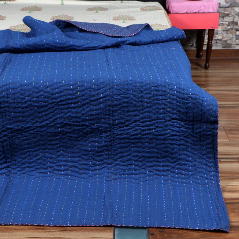 Solid Color Kantha Quilt Cotton Kantha Quilt Handmade Quilt Etsy