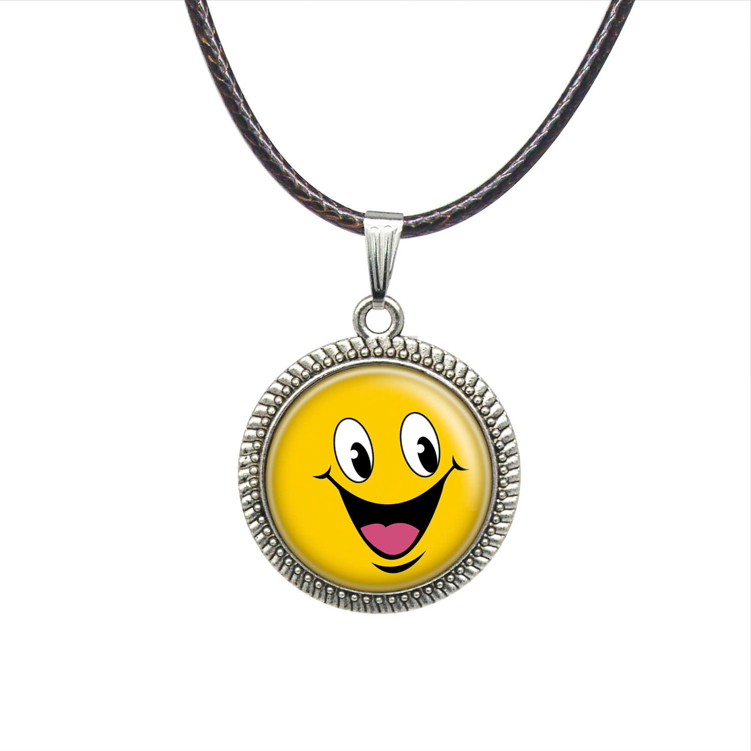 Child Girl Charm Necklace Smiley Face Pendant Handmade Jewelry Etsy