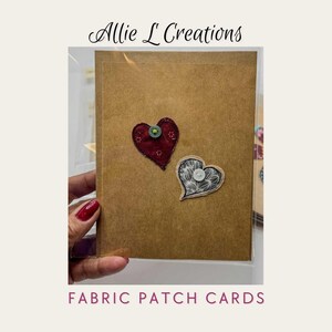 Carte d'écussons cardiaques en tissu respectueux de l'environnement - Fabriquée à la main, beaux designs, recyclable, réutilisable, durable, fabriquée en Colombie-Britannique.