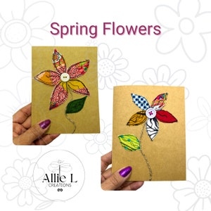 Cartes de patch en tissu fabriquées à la main et respectueuses de l'environnement - motifs floraux colorés et vibrants.  Carte vierge durable : une excellente idée cadeau.  Fabriqué en Colombie-Britannique