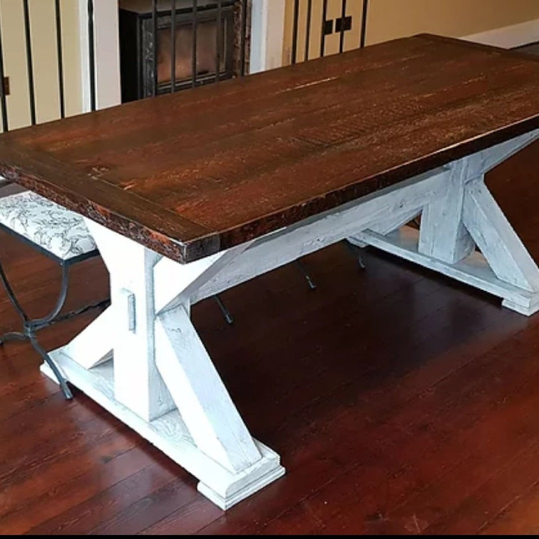 Reclaimed Table Tops / Farmhouse Dining Table / Reclaimed Table Bases / White Wood / Kitchen