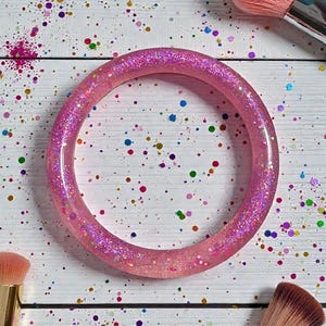 Pink Holographic Glitter Bangle, 2 Sizes, Handmade Gift, Festival Jewellery, Iridescent Bangle, Party Outfit Accessory