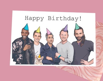 Queer Eye Birthday Card |* Digital Download* | Queer Eye | Birthday | Fab 5 | Jonathan | Tan | Karamo | Antoni | Bobby | Bruley| LGBTQ |