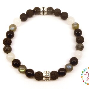 Men&#39;s detox, protection and immune system boosting mineral bracelet, Moss Agate, Tree Agate, Lava Stone, Gemstone Bracelet