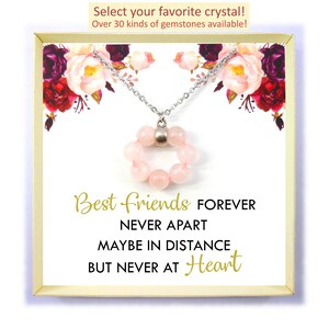 Collier Meilleur Ami,Collier BFF,Bijoux Cadeau Meilleur Ami,Longue Distance,Citations,Amis pour toujours,Collier de pierre de naissance,Bijoux en pierres précieuses