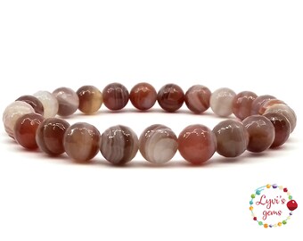 Pulseira de ágata do Botswana, cristais de cura e pedras preciosas, pulseiras para mulheres, pulseiras de contas, pulseira de empilhamento, pulseira de ágata natural para ioga