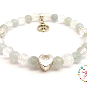 Children&#39;s Anti-Allergy, Immune System Boosting Gemtone Bracelet,Aquamarine,Clear Quartz,Aquamarine Bracelet,March Birthstone Jewelry